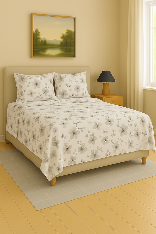 Pure Weave - Mist Bloom Double Bed Sheet Set