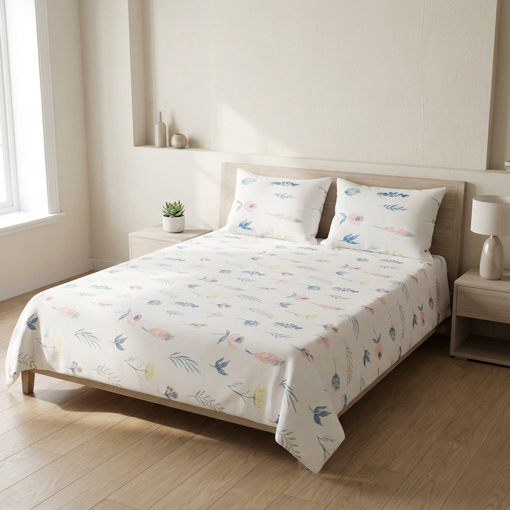 Pure Weave - Blush Meadow Double Bed Sheet Set