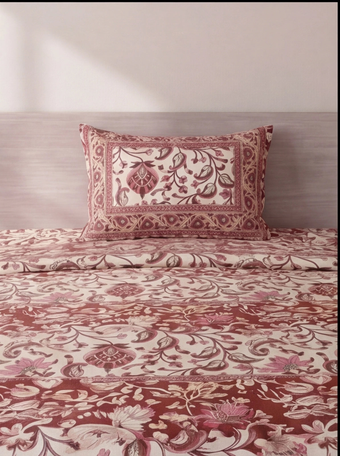 Pure Weave – Royal Red Floral Single Bed Sheet Set