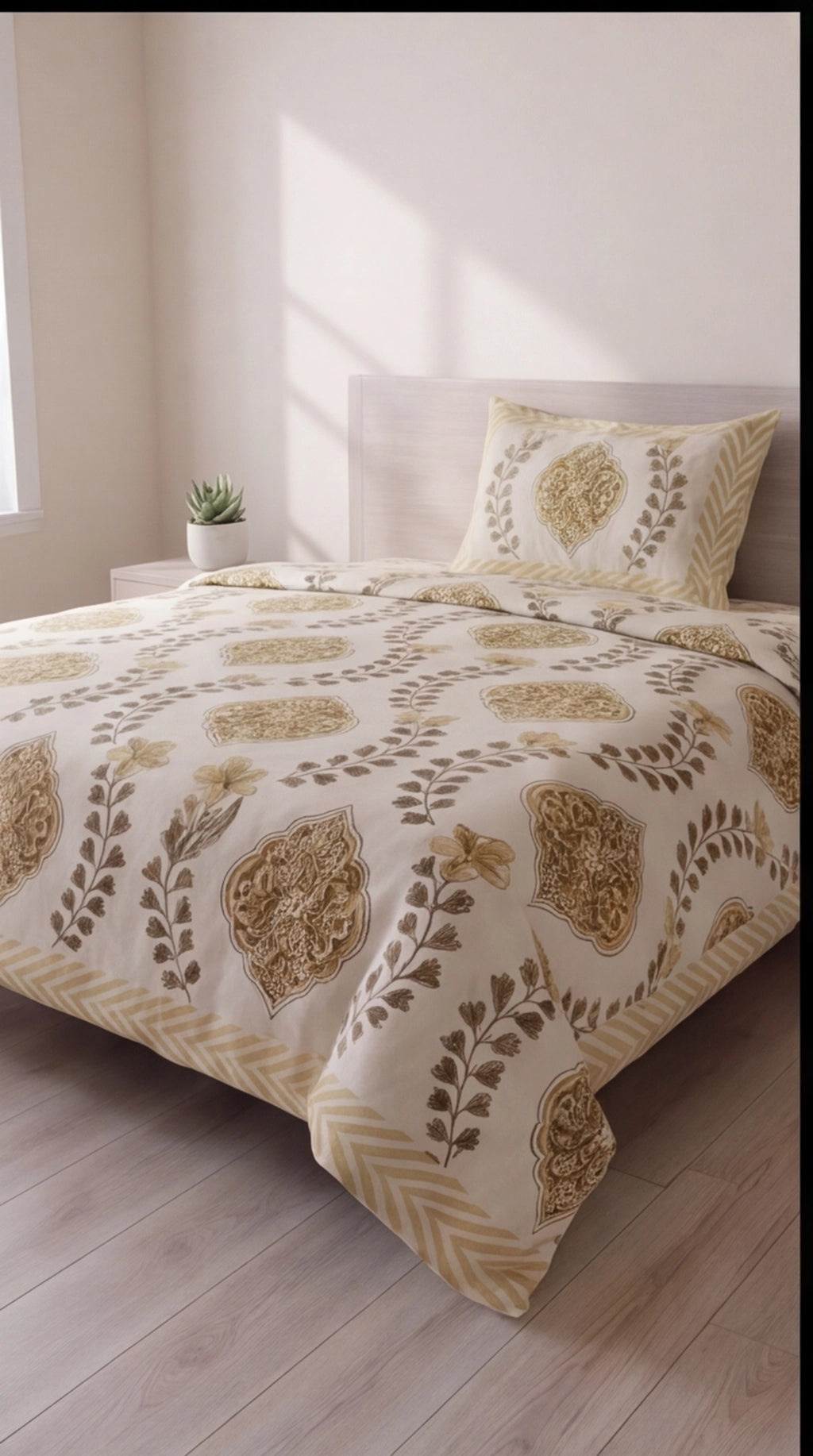 Pure Weave – Golden Bloom Single Bed Sheet Set
