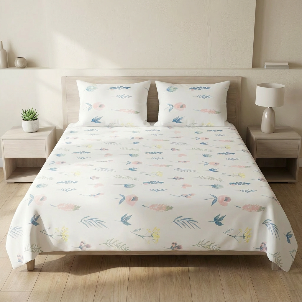 Pure Weave - Blush Meadow Double Bed Sheet Set