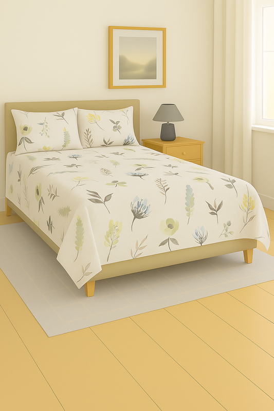 Pure Weave - Lemon Bloom Cotton Bedsheet Set