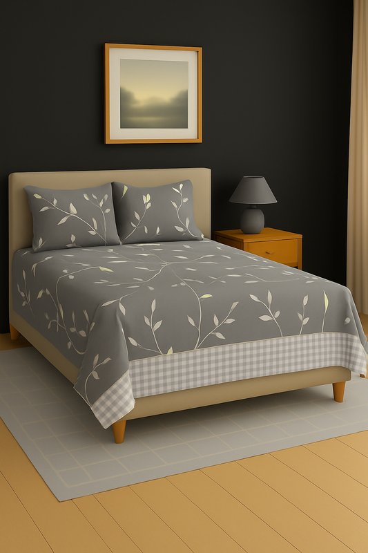 Pure Weave - Midnight Leaf Double Bed Sheet Set