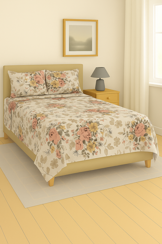 Pure Weave - Blush Bloom Double Bed Sheet Set