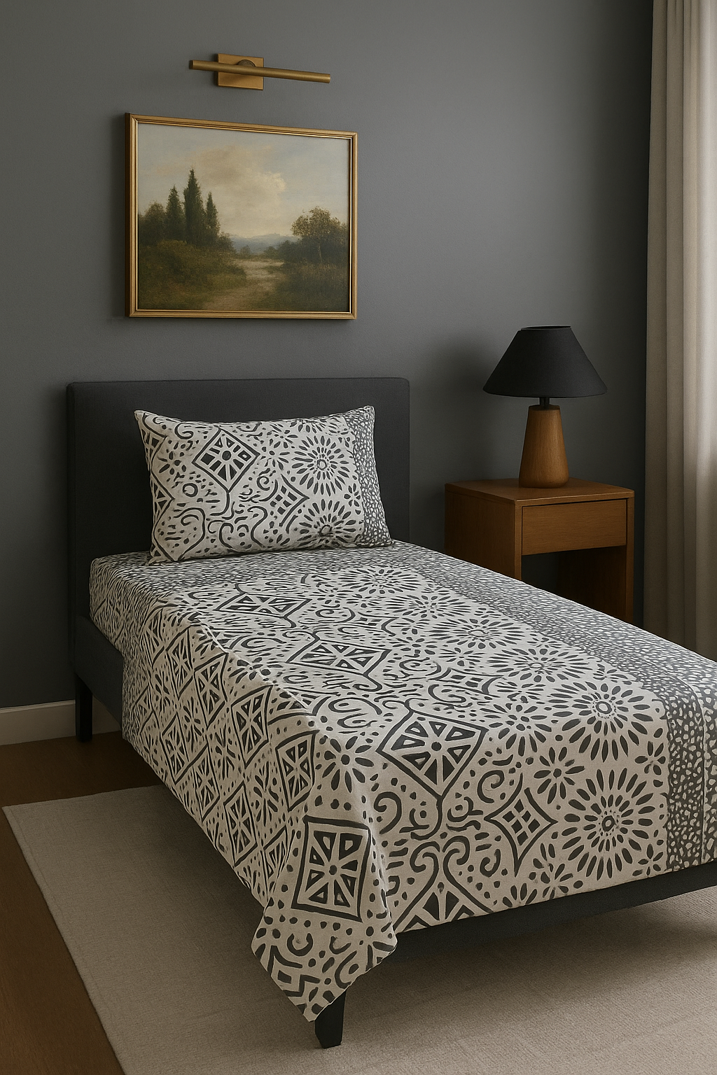 Pure Weave – Monochrome Elegance Single Bed Sheet Set