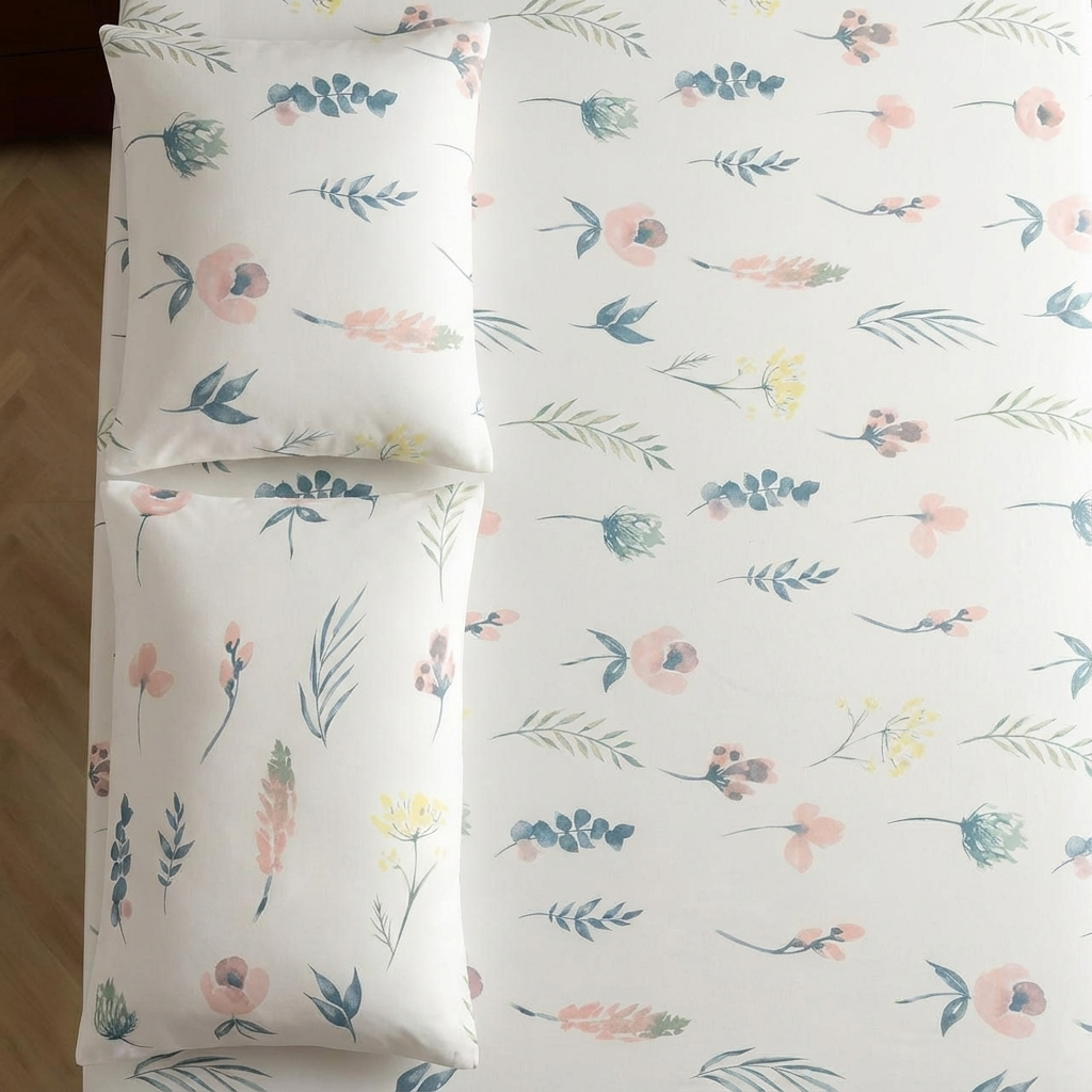 Pure Weave - Blush Meadow Double Bed Sheet Set