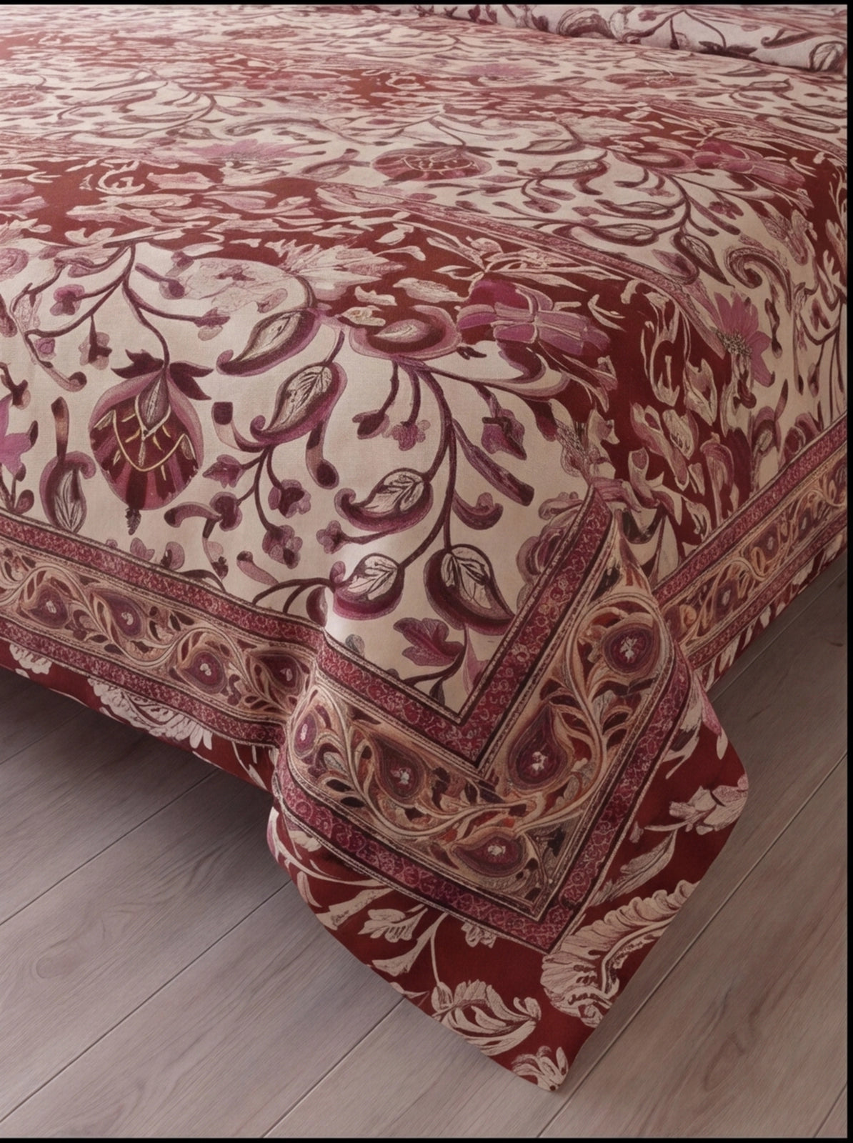 Pure Weave – Royal Red Floral Single Bed Sheet Set