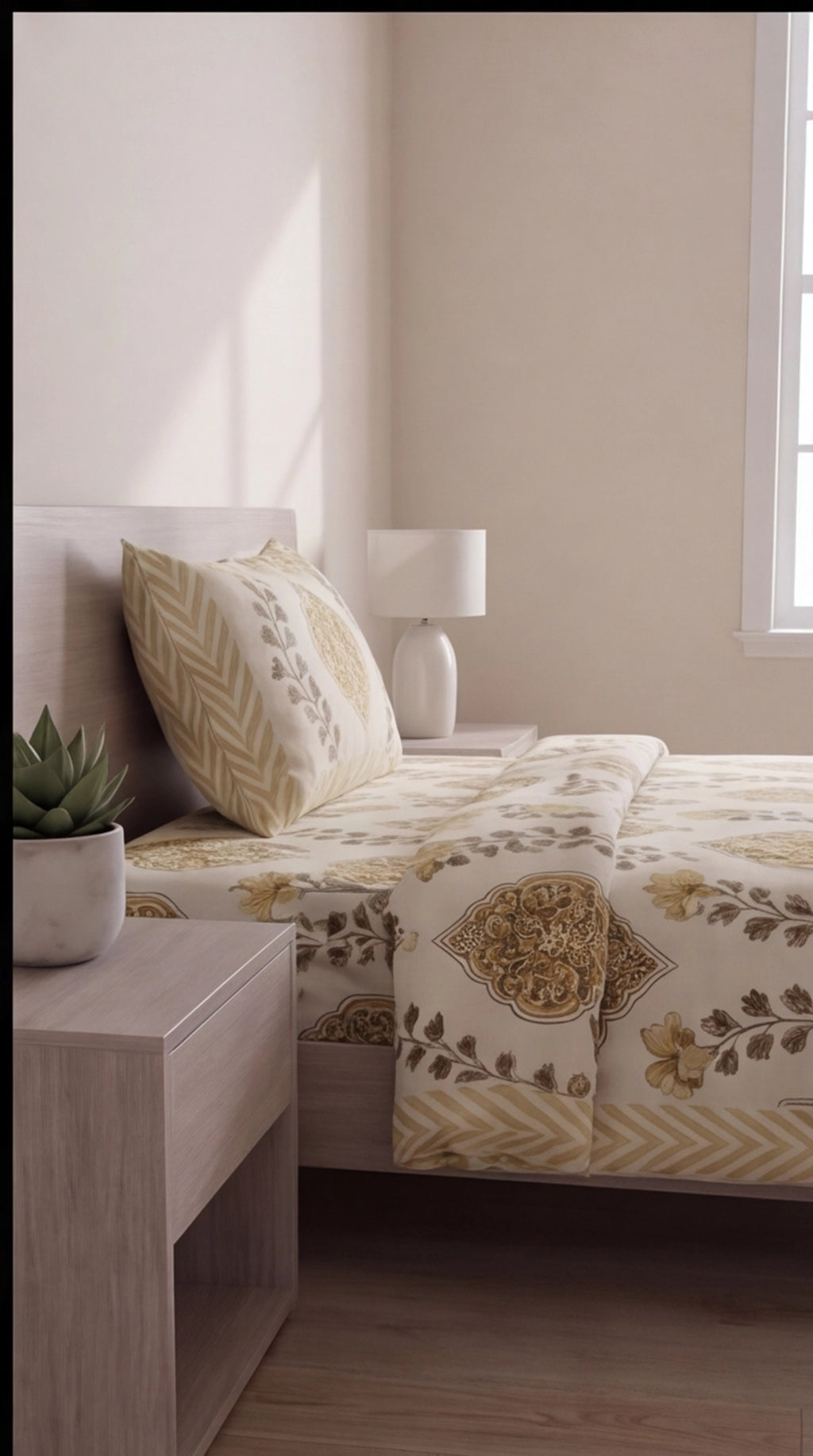 Pure Weave – Golden Bloom Single Bed Sheet Set