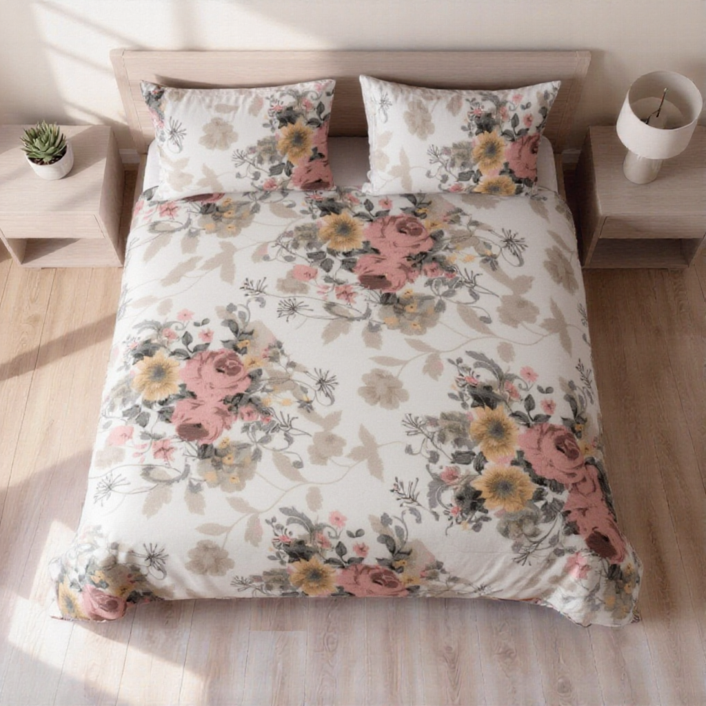 Pure Weave - Blush Bloom Double Bed Sheet Set