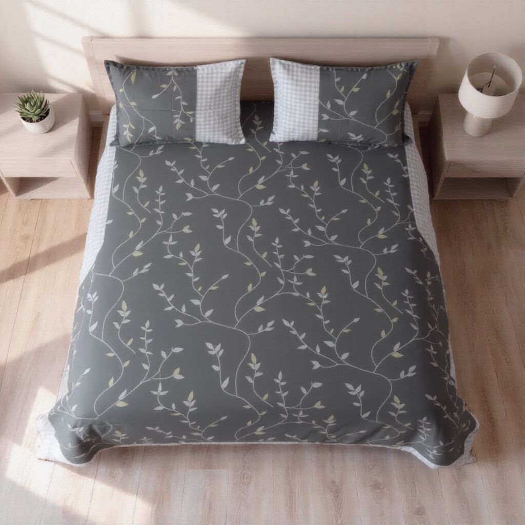 Pure Weave - Midnight Leaf Double Bed Sheet Set