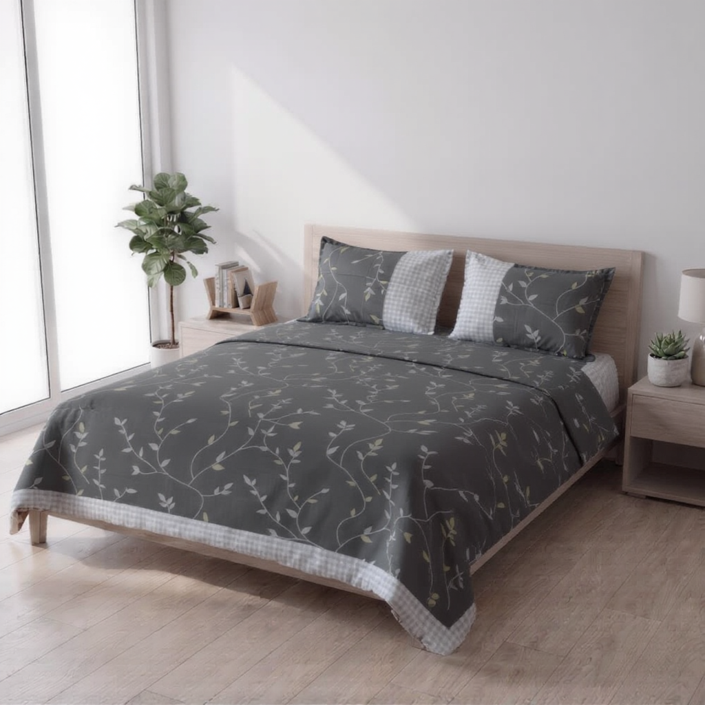 Pure Weave - Midnight Leaf Double Bed Sheet Set