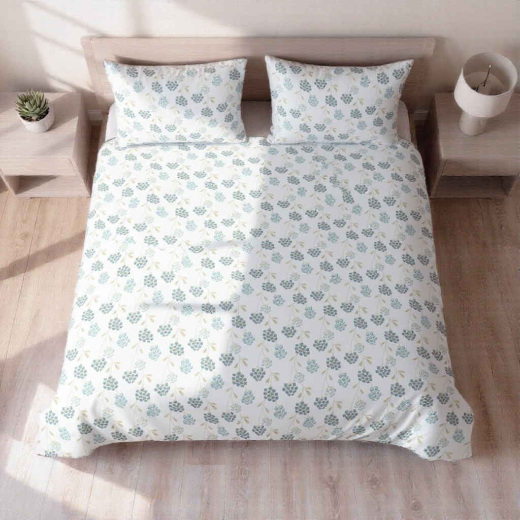 Pure Weave – Blue Blossom Double Bed Sheet Set