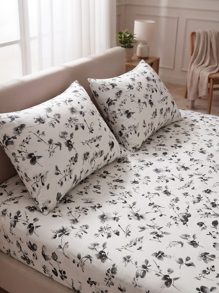 Pure Weave - Mist Bloom Double Bed Sheet Set