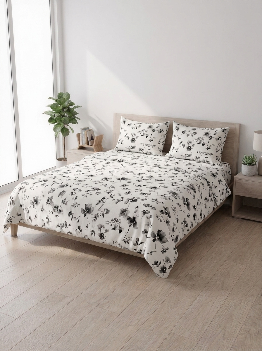 Pure Weave - Mist Bloom Double Bed Sheet Set