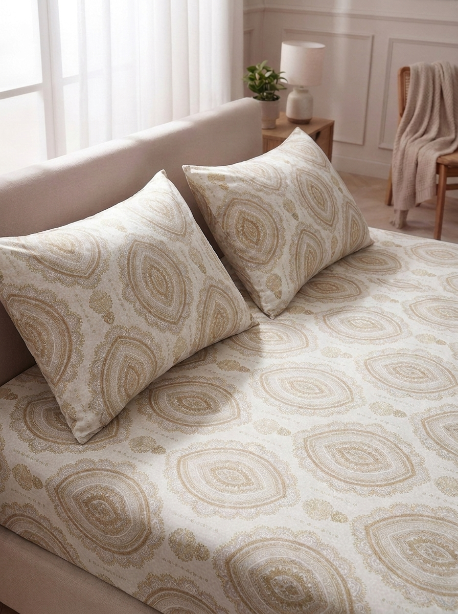 Pure Weave– Sandstone Harmony Double Bed Sheet Set