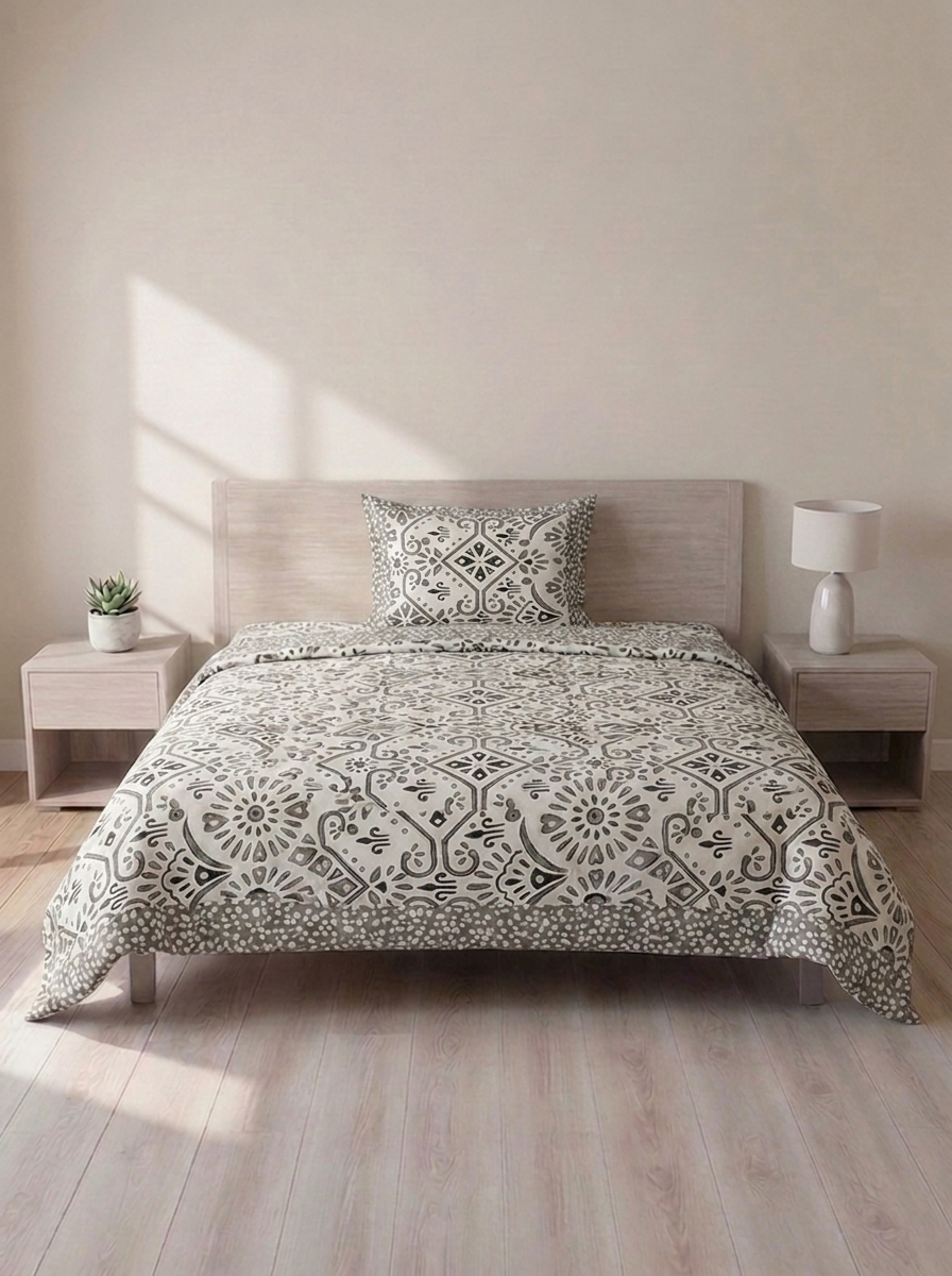 Pure Weave – Monochrome Elegance Single Bed Sheet Set