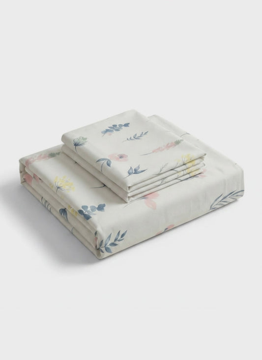 Pure Weave - Blush Meadow Double Bed Sheet Set