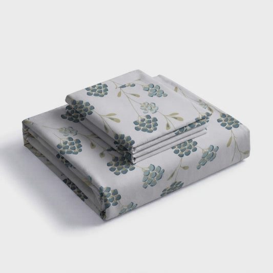 Pure Weave – Blue Blossom Double Bed Sheet Set
