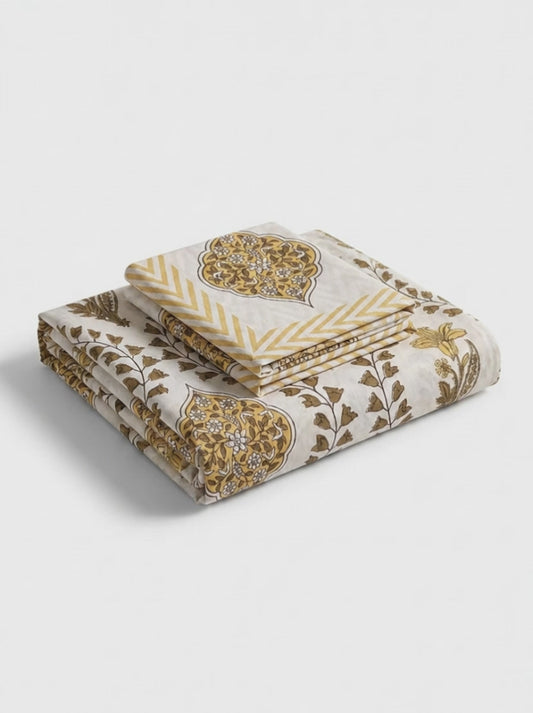 Pure Weave – Golden Bloom Single Bed Sheet Set