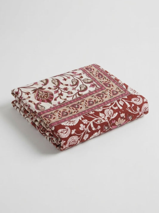 Pure Weave – Royal Red Floral Single Bed Sheet Set
