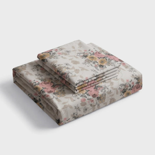 Pure Weave - Blush Bloom Double Bed Sheet Set
